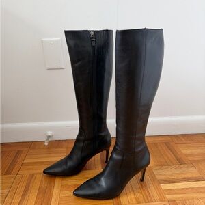 Via Spiga Black Knee-High Leather Boots